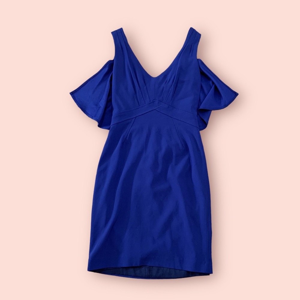 Zac Posen Wm’s 8 Royal Purple Sheath Cocktail Formal Sleeveless Dress Cape Short